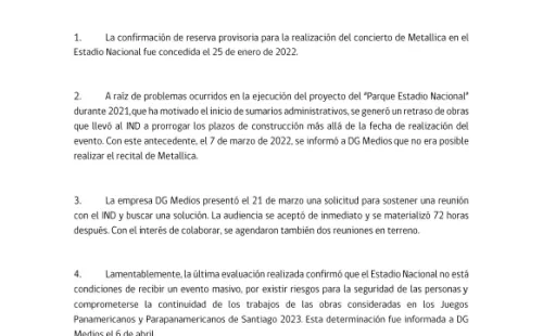 Metallica no podrá tocar en el Estadio Nacional.(Foto: Twitter)