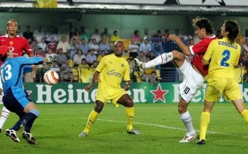 Viera atajando por el Villarreal ante el Manchester United (Foto: Getty)