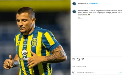 Emiliano Vecchio no la pasa bien en Rosario Central. (Foto: @emivecchio10))