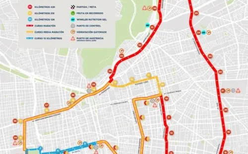 Las calles por las que pasará la competencia (Maratón de Santiago)