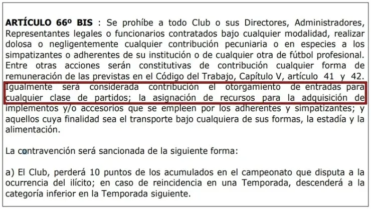 El Código de Procedimiento y Penalidades de la ANFP sanciona la entrega de entradas a simpatizantes y adherentes