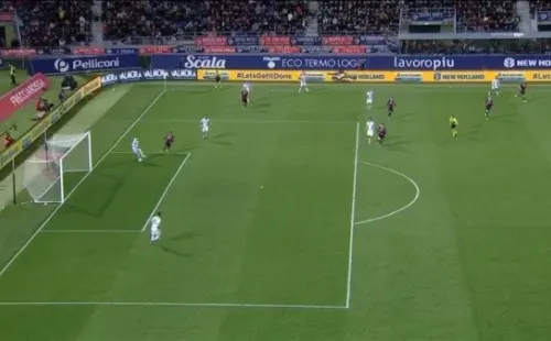 La imagen de televisión en el gol.