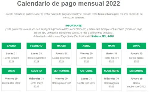 Pago mensual. Fuente: página web del SENCE