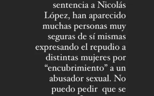 Javiera Díaz de Valdés pide reflexión ante el caso Nicolás López.(Foto: Instagram)