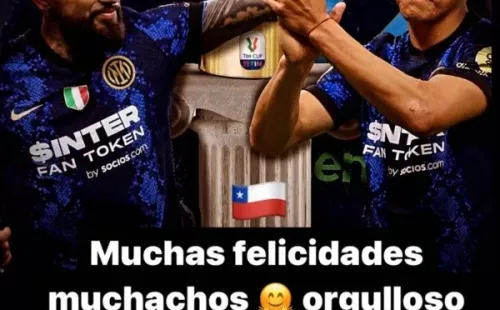 La dedicatoria de Claudio Bravo a Alexis y Vidal campeones de Coppa Italia.