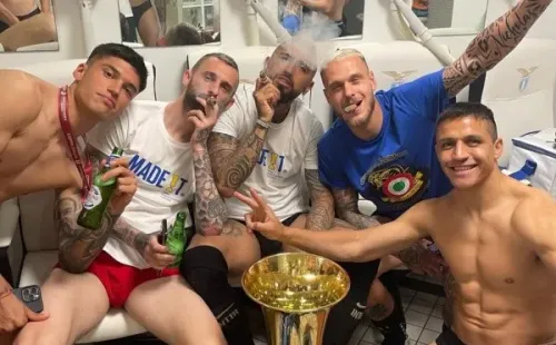 El loco e íntimo festejo de Alexis Sánchez y Arturo Vidal, campeones de Coppa Italia con el Internazionale Milano.