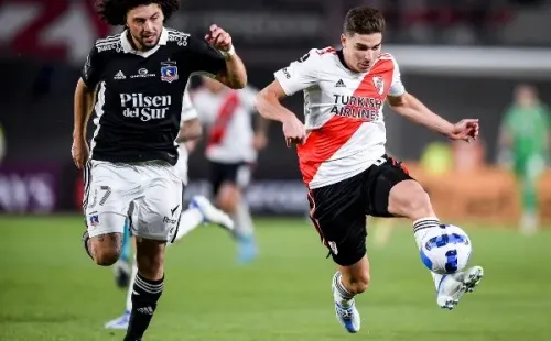 Maximiliano Falcón en el duelo entre Colo Colo y River Plate