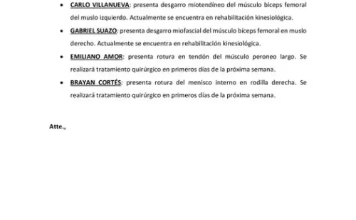 Parte médico de Colo Colo