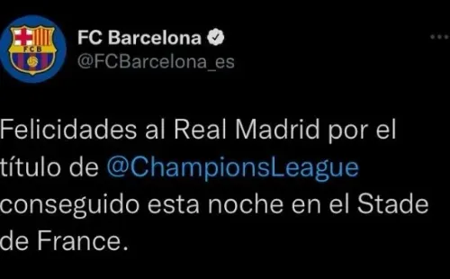 Las felicitaciones del Barcelona al Real Madrid