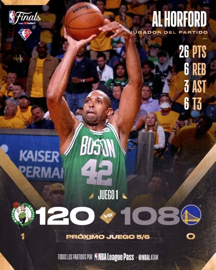 Los Celtics fueron de menos a más y se quedaron con el primer triunfo en las Finales de la NBA. (Foto: NBA Latam)