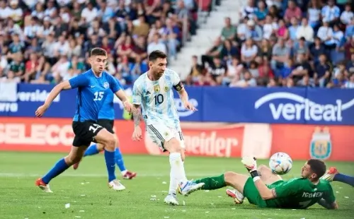 Lionel Messi dio un espectáculo contra Estonia al anotar cinco goles (Getty)