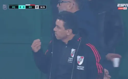 Marcelo Gallardo le recriminó la actitud a Sebastián Beccacece. (Foto: Captura Espn)