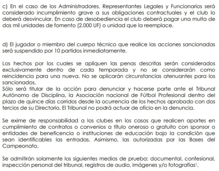 Extracto del Código de Procedimiento y Penalidades de la ANFP