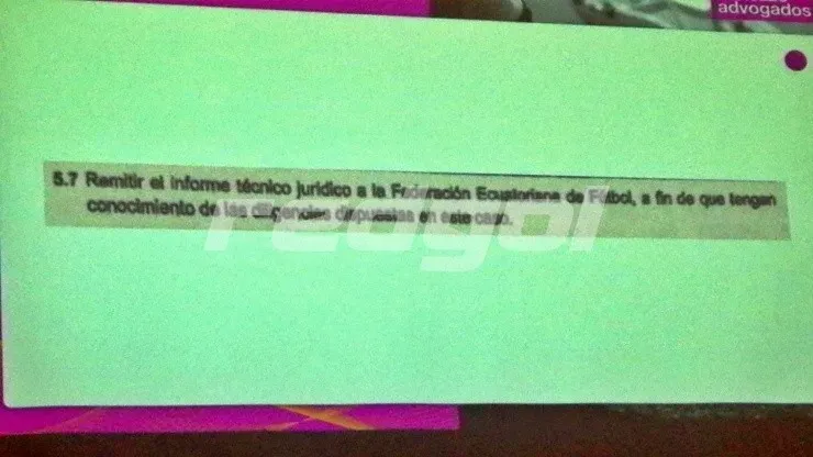 Y que este expediente se remite a la federación ecuatoriana para su conocimiento