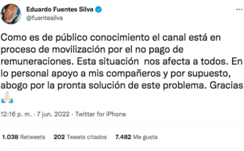 Eduardo Fuentes se pronuncia sobre la crisis en La Red