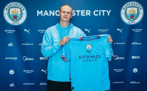 Erling Haaland aterrizó este lunes en el Manchester City. Foto: Comunicaciones Man. City