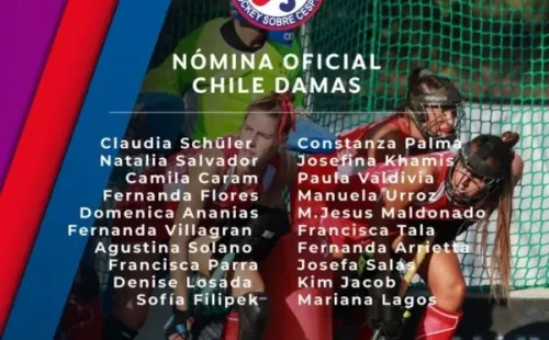 La nómina de la selección chilena femenina de hockey césped. (Foto: Federación Chilena de Hockey Césped)