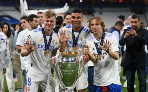 Toni Kroos, Casemiro y Luka Modric la rompen como volantes del Real Madrid, y el alemán llegó al club en 2014. ¿Será el fin de una era? | Foto: Getty