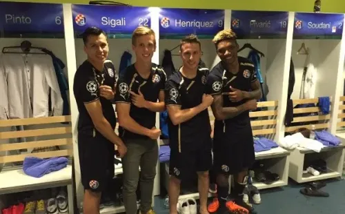 Leonardo Sigali, Dani Olmo, Ángelo Henríquez y Junior Fernandes en Dinamo Zagreb. | Foto: Archivo