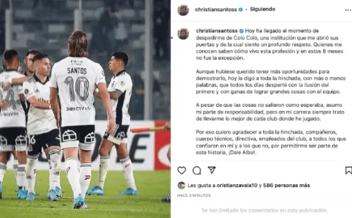 Christian Santos dice adiós a Colo Colo