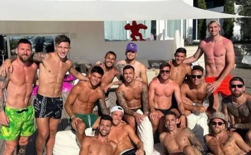 Messi con los amigos de la selección de Argentina