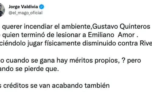 El mensaje de Jorge Valdivia contra Gustavo Quinteros