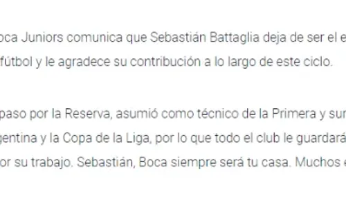 El comunicado oficial de Boca Juniors.