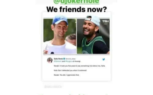 El intercambio de mensajes entre Kyrgios y Djokovic.