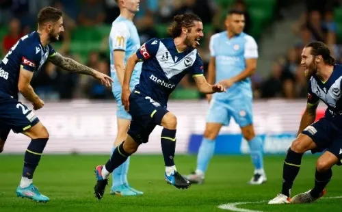 Marco Rojas y otra celebración en el Melbourne Victory. Foto: Getty Image.