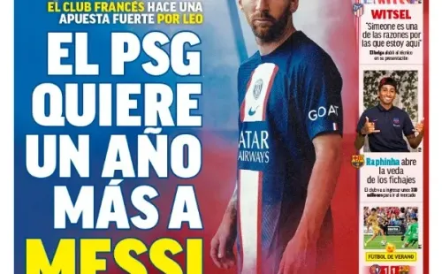 La portada de Diario Marca con la posible renovación de Messi.