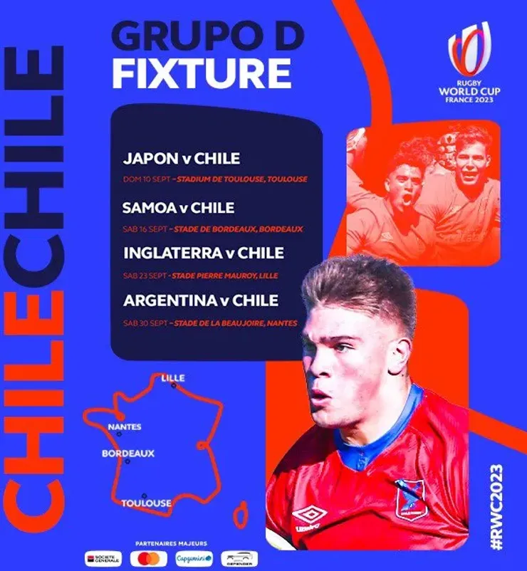 Fixture de Los Cóndores en la Copa Mundial de Francia. (Foto: Rugby World Cup ES)