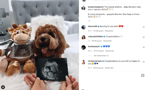 Ben Brereton Díaz y Kmberley Abbott anunciaron la llegada de su primer bebé.