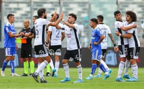 Colo Colo celebra el 4-1 que le propinó a la Universidad de Chile en el estadio Monumental en la primera rueda del Campeonato Nacional 2022.