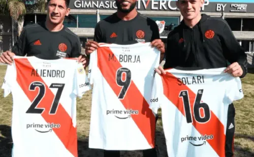 Rodrigo Aliendro, Miguel Borja y Pablo Solari, los tres refuerzos de River Plate en este mercado de pases.