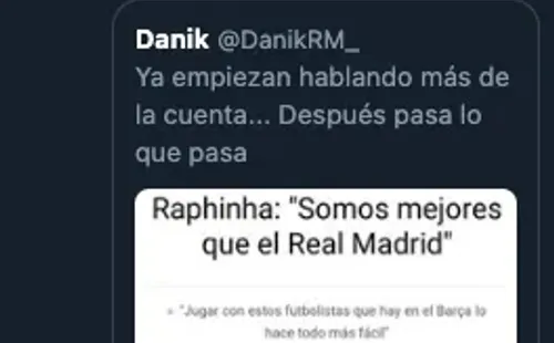 Comentarios comparando a Raphinha con Arturo Vidal.