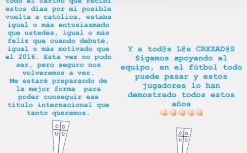 El mensaje de Castillo en Instagram tras su frustrado regreso a la UC.