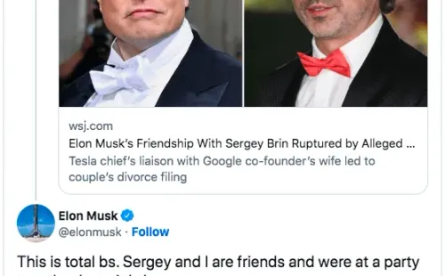 Destapan supuesto romance entre Elon Musk y la esposa de su mejor amigo.(Foto: Twitter)