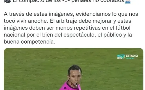 El mensaje en Twitter de Deportes Iquique.