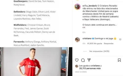 El mensaje de Cristiano Ronaldo asegurando que el domingo vuelve a jugar con el Manchester United. Foto: Instagram