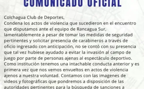 El comunicado de Colchagua tras la pelea con Rancagua Sur.