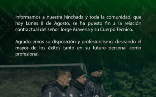El comunicado de Deportes Temuco sobre la salida de Jorge Aravena.