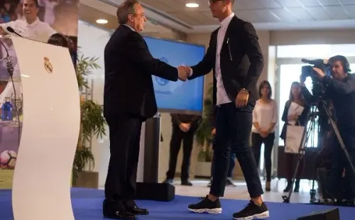 Florentino Pérez ironizó con el regreso de Cristiano Ronaldo al Real Madrid. Foto: Getty Images