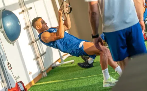 Alexis Sánchez en una sesión de gimnasio en el Olympique de Marsella.