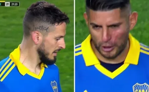 Así volvieron de camarines Darío Benedetto y Carlos Zambrano tras su pelea. Foto: ESPN