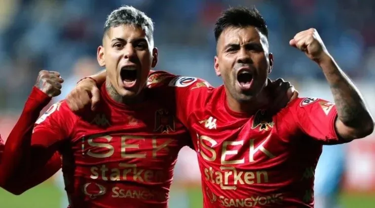Espinoza celebrando su gol en la ida ante O’Higgins. Foto: Unión Española.