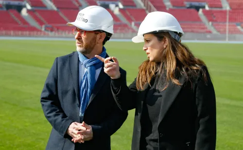 La visita ministerial al Estadio Nacional para revisar obras. Foto: Mindep.