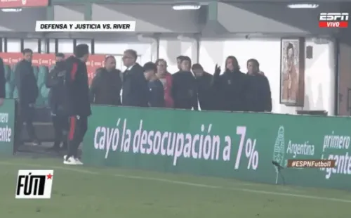 La pelea de Sebastián Beccacece con Marcelo Gallardo se extendió por varios minutos. (Foto: Captura Espn)
