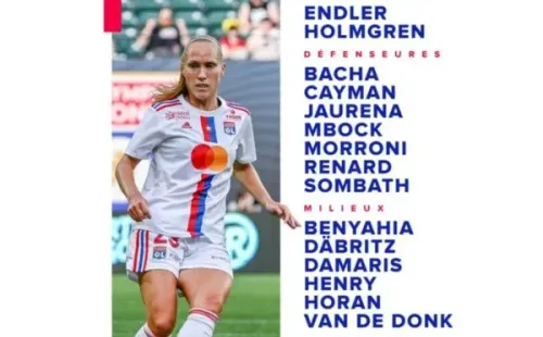 Endler encabeza la nómina del Lyon para enfrentar a PSG. (OL Féminin)