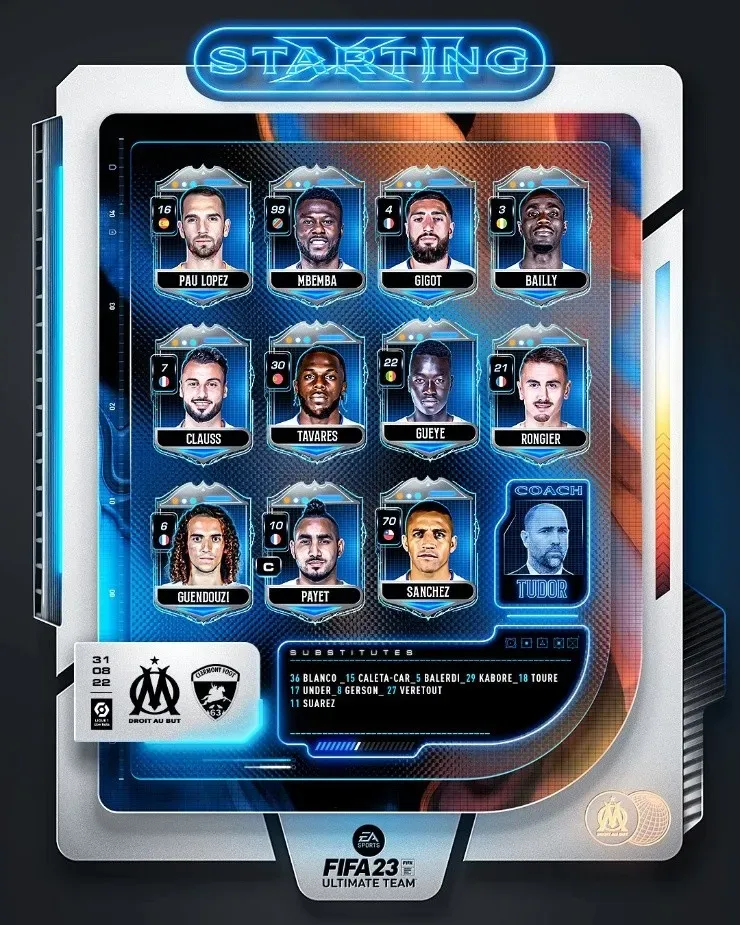 Formación del Olympique de Marsella.