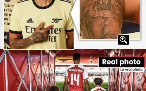 El tatuaje que Aaubameyang lleva en su piel en honor al Arsenal. ¿Le gustará a los hinchas del Chelsea? | Foto: Facebook Arsenal News 360